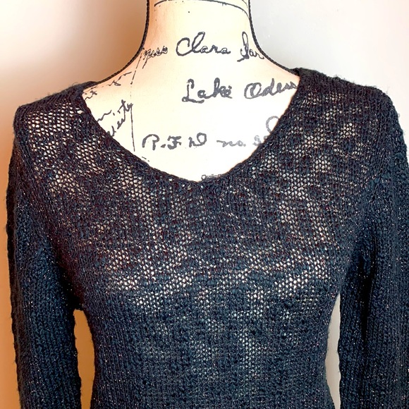 Elan Hi Lo Metallic Sweater With Open Knit Back NEW! - Picture 7 of 7